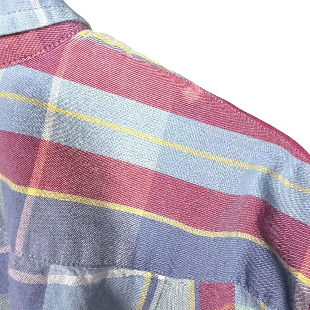 J Crew Shirt Mens Large Blue Red Plaid Slim Button Up Casual Work Long Sleeve